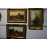 A collection of three gilt framed landscape oil pa