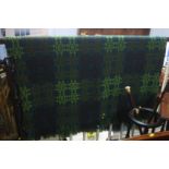 A green and blue wool Welsh blanket