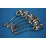 Six silver dessert spoons, 8.5 oz.