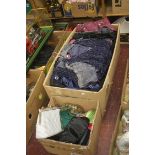 Box of clothes, evening bags etc.