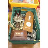 Box containing a train, barometer, tea caddy etc.