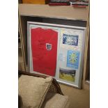 A framed signed England shirt, 1966, England v Ger