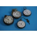 Four various silver pocket watches