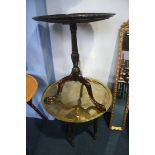 Mahogany tripod table and Indian brass folding tab