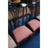 Pair mahogany Chippendale style chairs