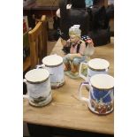 Four Doulton tankards etc.