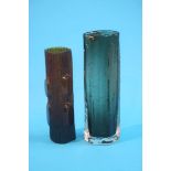 A Whitefriars sage green cucumber vase and a Japan