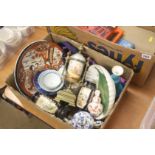 A box of Satsuma, Chinese bowls, etc.