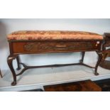 An Edwardian mahogany duet stool, 99cm wide