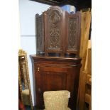 Oak corner cabinet and fire screen