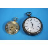 Silver pair cased fusee pocket watch and a ladies