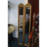 A pair narrow gilt mirrors