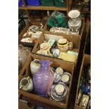 Three boxes of china, glass, including a Doulton '