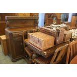 An oak six piece dining room suite