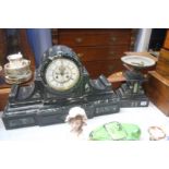 Slate clock and garniture