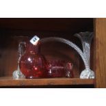 Assorted cranberry glass etc.