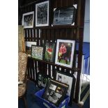 A collection of framed football autographs, Gordon Banks and Jack Charlton etc.