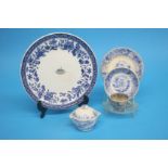 A blue and white Burslem plate, the centre printed 'Empress Whitley Bay' and a John Carr and Son,
