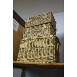 Three wicker baskets