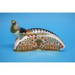 A Royal Crown Derby paperweight 'The 250 Collection Lady Amherst pheasant', gold stopper. (boxed)