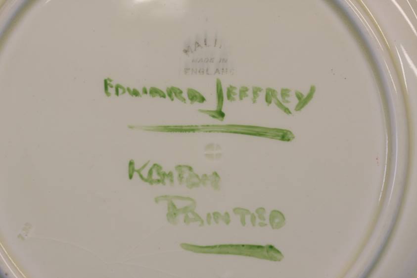 A Kenton Art Pottery plate decorated by Edward Jeffrey on a Maling pottery plate (see example in the - Image 5 of 5