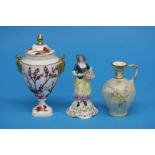 A small Coalport vase, 'Indian Tree Coral', a Spode figure 'Chelsea figure' and a Royal Crown