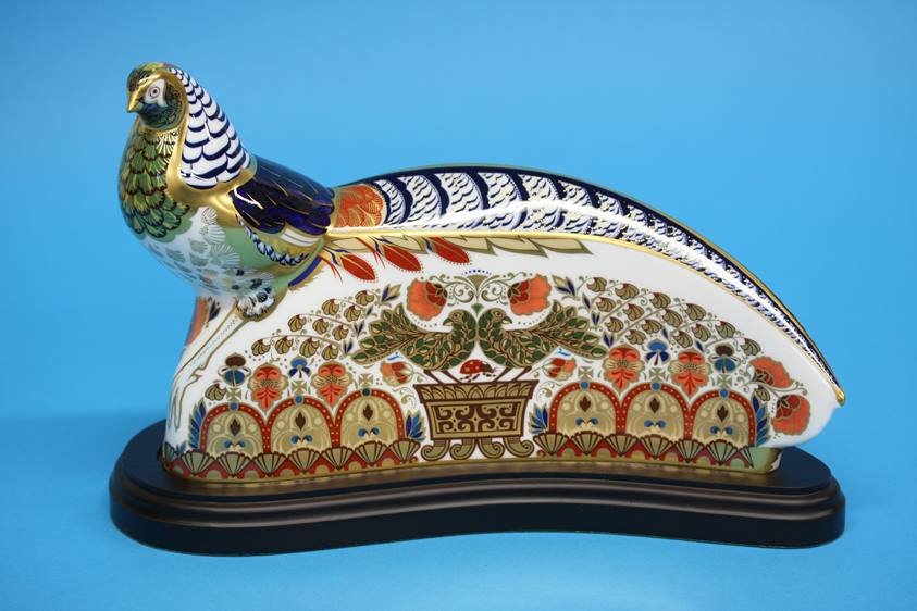 A Royal Crown Derby paperweight 'Harrods Lady Amherst pheasant', limited edition 24/300, gold