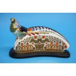 A Royal Crown Derby paperweight 'Harrods Lady Amherst pheasant', limited edition 24/300, gold