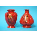 Two Shelley vases, decorated with Kingfishers