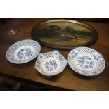 Three Meissen blue and white dishes