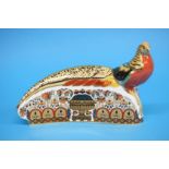 A Royal Crown Derby paperweight 'The 250 Collection Golden Pheasant', gold stopper. (boxed)