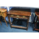 An oak single drawer side table