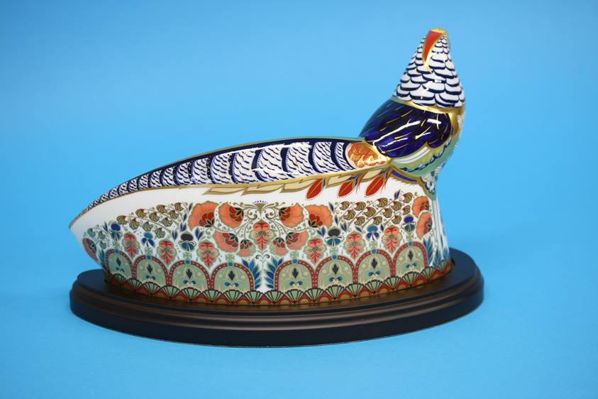 A Royal Crown Derby paperweight 'Harrods Lady Amherst pheasant', limited edition 24/300, gold - Image 3 of 5