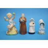 Three Royal Worcester candle snuffers and a Worcester figure 'Sunday Child', numbered 3256.