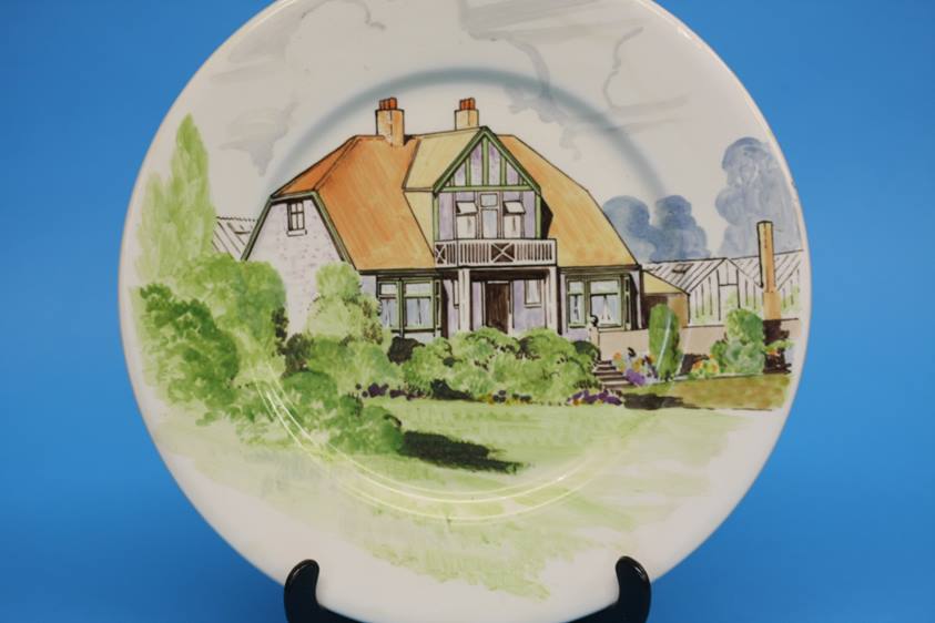 A Kenton Art Pottery plate decorated by Edward Jeffrey on a Maling pottery plate (see example in the - Image 2 of 5