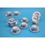 A William Ridgway, Son and Co., 'Humphrey Clock' blue and white six piece tea set.