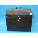 A black tin deeds box