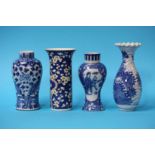 Four Oriental blue and white vases