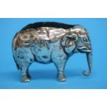 An Edwardian silver elephant pin cushion, Birmingham 1905, makers mark Sydney and Co.