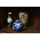 A Cloisonne vase, ginger jar etc.