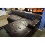 A brown leather corner sofa