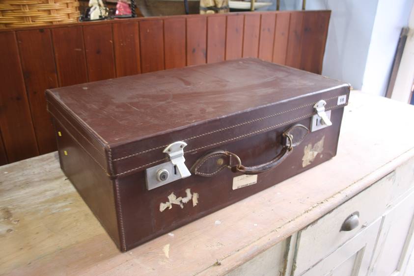 A leather suitcase