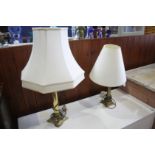 Two brass table lamps