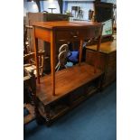 A yew side table and an Old Charm table