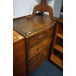 An oak chest of drawers