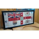 A framed and mounted flag World War I interest