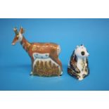 Royal Crown Derby paperweight, Pronghorn Antelope, 626/950, gold stopper, 2006, with box, 17cm and a