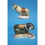 Royal Crown Derby paperweight, The Ram of Colchis, 361/750, 2004, gold stopper, with box, 14cm and a