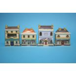Four Royal Crown Derby paperweights, shops, houses and pubs; Derby House, 2002, 158/1500, china