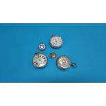 Three silver pocket watches and one other